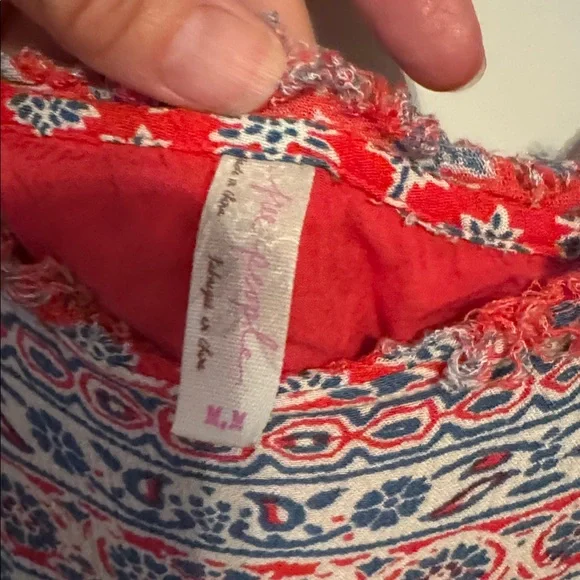 Free People Red, Blue and Cream Patterned Tunic/dress - Picture 4 of 5